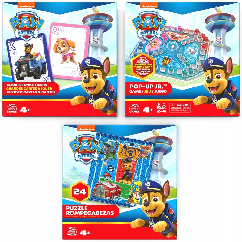 Spoločenská hra Paw Patrol 3 v 1 Herná sada Pop-up puzzle Jumbo karty Spin Master